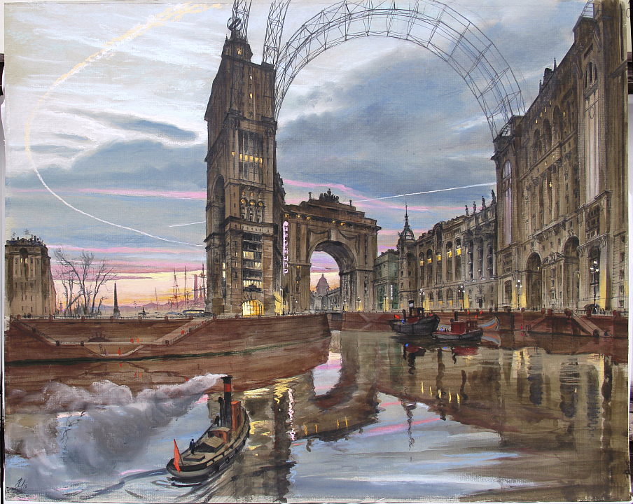 Андрей Ноаров. Петербург, избежавший революции. Картон, смешанная техника. 2017