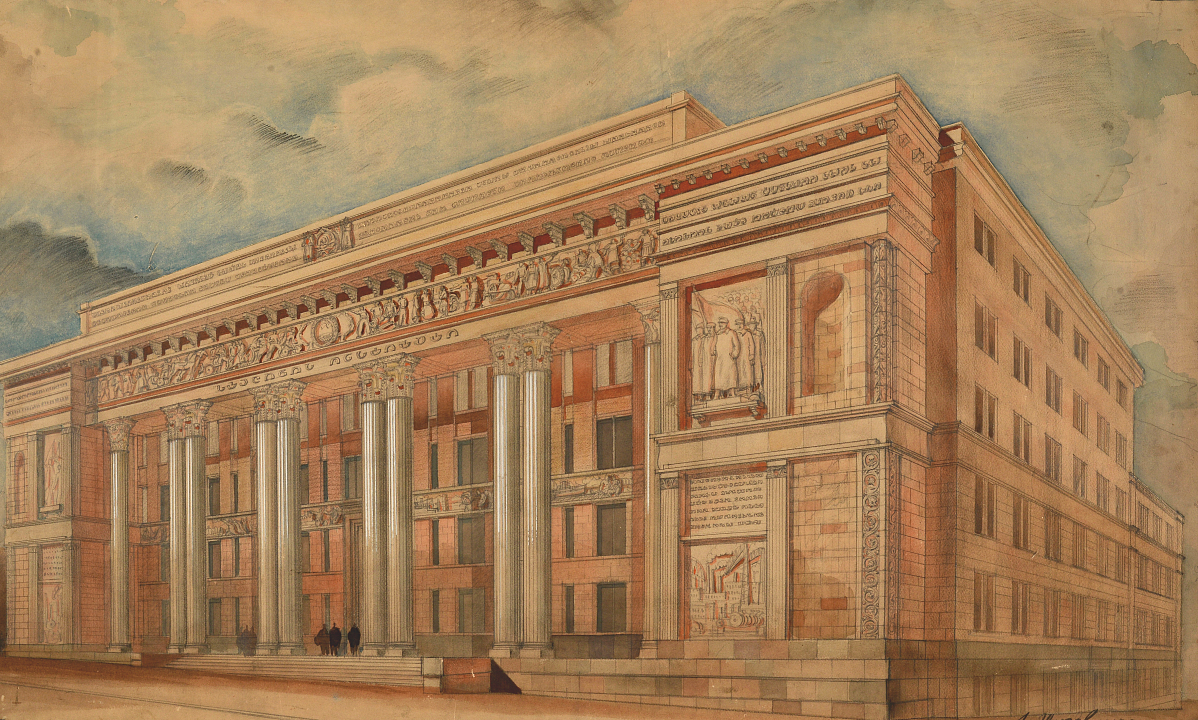 А.В. Щусев. Проект Института Маркса – Энгельса – Ленина в Тбилиси. Перспектива, 1933