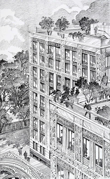 Чобан С.Э. Проект жилого дома «Гранатный, 6» в Москве. Перспектива. 2006