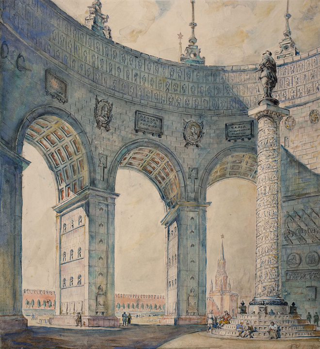 Л.В. Руднев. Музей Отечественной войны. Конкурсный проект. г. Москва, Красная площадь, 1943 г.