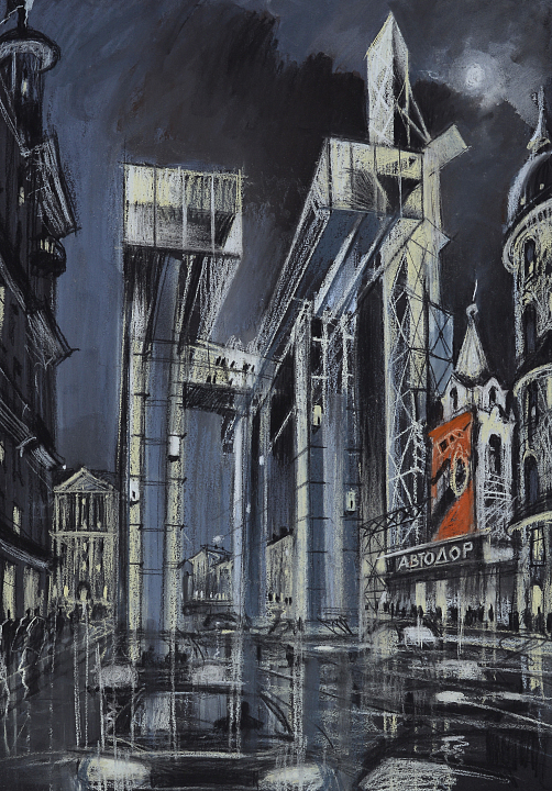 Чобан С.Э. Архитектурная фантазия. Серия «Современность - прогрессивность и хаос». Тверская улица. 2021