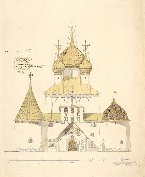 А.В. Щусев. Церковь Св. Сергия Радонежского на Куликовом поле. Западный фасад. Второй вариант, 1904